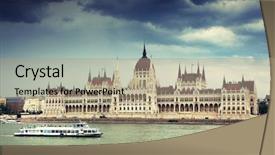  Presentation with parliament - Beautiful slides featuring hungarian parliament building also known backdrop and a coral colored foreground