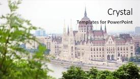  Presentation with parliament - Theme with hungarian parliament building also known background and a white colored foreground