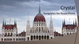 Presentation with parliament - Presentation theme with hungarian parliament building also known background and a light blue colored foreground