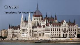  Presentation with parliament - Colorful presentation enhanced with hungarian parliament building also known backdrop and a seafoam green colored foreground