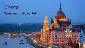  Presentation with budapest - Amazing presentation theme having hungarian parliament in budapest backdrop and a light blue colored foreground