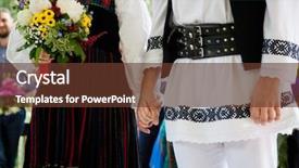  Presentation with bride - Audience pleasing PPT layouts consisting of hungarian wedding dress and groom backdrop and a tawny brown colored foreground