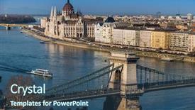  Presentation with hungary - Presentation theme featuring hungary budapest the chain bridge background and a ocean colored foreground