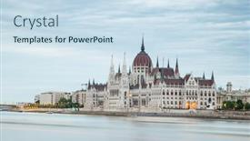  Presentation with budapest - PPT theme enhanced with hungary-budapest-twilight-at-danube background and a sky blue colored foreground