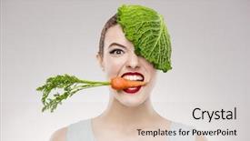  Presentation with mouth - Beautiful theme featuring hunger - beautiful woman with a carrot backdrop and a lemonade colored foreground