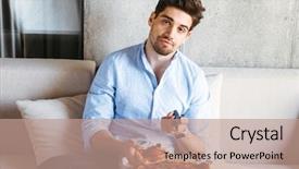  Presentation with holding hands old young - Slide deck featuring hunger - bored young man holding tv background and a coral colored foreground