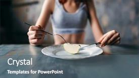  Presentation with female - Slide set having hunger - female person against plate background and a gray colored foreground