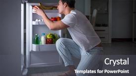  Presentation with fridge - PPT layouts consisting of hunger - man at the fridge eating background and a gray colored foreground