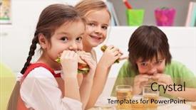  Presentation with cheese - Presentation consisting of hunger - three kids chomping on healthy background and a coral colored foreground