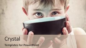 Presentation with hungry children poor - Slide deck enhanced with hunger - toned image of a hungry background and a soft green colored foreground