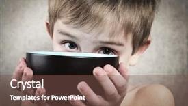  Presentation with bowl - Cool new PPT layouts with hunger boy holding an empty backdrop and a tawny brown colored foreground