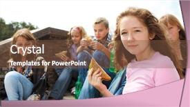  Presentation with teens - Audience pleasing PPT theme consisting of hunger child - teens eating take away food backdrop and a tawny brown colored foreground