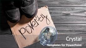  Presentation with piggy bank - Presentation theme having helping needy - old shoes piece of cardboard background and a coral colored foreground