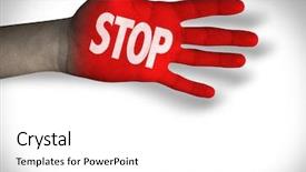 Presentation with stop - PPT layouts having stop hand in a concept background and a white colored foreground