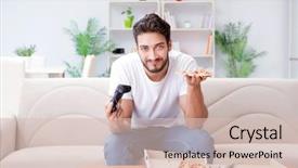  Presentation with eating - Amazing presentation theme having hunger games - man eating pizza having backdrop and a lemonade colored foreground