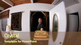  Presentation with pizza delivery - Theme with hungery - pizza delivery man brings you background and a  colored foreground