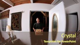  Presentation with man door - Cool new presentation with hungery - young man delivers fresh pizza backdrop and a  colored foreground