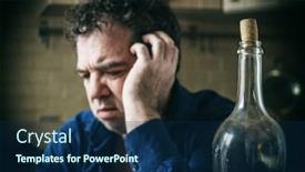  Presentation with alcoholism - Colorful slide set enhanced with hungover-drunk-sad-middle-aged backdrop and a navy blue colored foreground