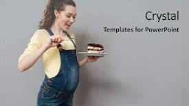  Presentation with pregnant woman in hospital - Presentation consisting of hungry - portrait of an excited young background and a light gray colored foreground