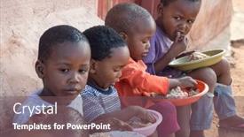  Presentation with african children - Presentation theme with hungry-african-children-eating-porridge background and a violet colored foreground