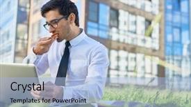  Presentation with very hungry caterpillar - Beautiful presentation theme featuring hungry businessman eating tasty pizza backdrop and a light blue colored foreground