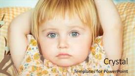  Presentation with cute baby - PPT theme featuring hungry child - cute baby girl is holding background and a  colored foreground