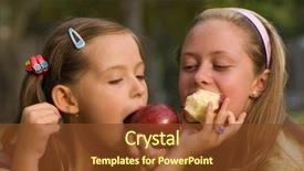  Presentation with health and apples - Audience pleasing presentation theme consisting of hungry child - girls with apples backdrop and a tawny brown colored foreground