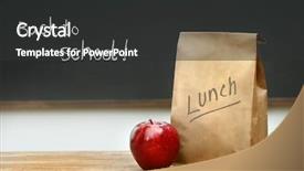  Presentation with paper bag - Cool new presentation design with lunchroom - paper lunch bag on desk backdrop and a dark gray colored foreground