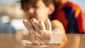  Presentation with charity - Slide set enhanced with hungry children being fed by charity background and a coral colored foreground