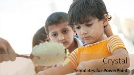  Presentation with charity - Presentation theme featuring refugee - hungry children being fed background and a coral colored foreground