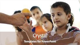  Presentation with camp - Presentation theme enhanced with hungry children in refugee camp background and a tawny brown colored foreground