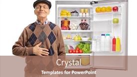  Presentation with fridge - Theme featuring hungry-elderly-man-standing background and a coral colored foreground