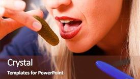  Presentation with hold hand - Audience pleasing slide set consisting of hungry for sour pickles due backdrop and a  colored foreground