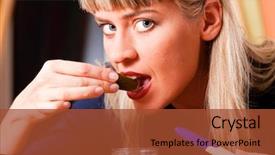  Presentation with hold hand - Presentation design with hungry for sour pickles due background and a  colored foreground