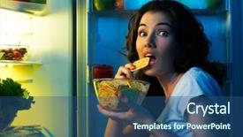  Presentation with fridge - Cool new slides with hungry girl opens the fridge backdrop and a ocean colored foreground