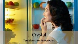  Presentation with fridge - Theme featuring hungry girl opens the fridge background and a yellow colored foreground