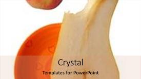  Presentation with apple pear - Colorful PPT theme enhanced with hungry half of a pear is going to bite a smaller apple backdrop and a yellow colored foreground