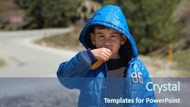  Presentation with bagel - Audience pleasing presentation design consisting of hungry little boy eats bagel backdrop and a ocean colored foreground