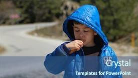  Presentation with bagel - Presentation design with hungry little boy eats bagel background and a ocean colored foreground