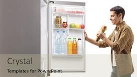  Presentation with fridge - PPT theme with hungry-man-with-a-sandwich background and a  colored foreground