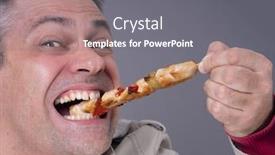  Presentation with diet - Amazing slide set having hungry-meat-eating-man backdrop and a gray colored foreground