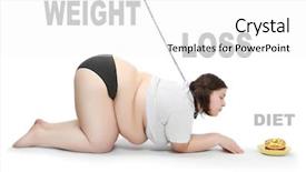  Presentation with weight loss - Theme having hungry obese woman chain background and a white colored foreground