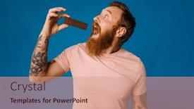  Presentation with candy - Presentation consisting of hungry-white-bearded-man-eating background and a coral colored foreground