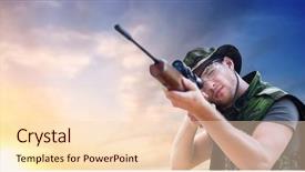  Presentation with shooting gun - PPT layouts featuring hunting army military service background and a lemonade colored foreground
