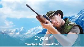  Presentation with shooting gun - Slide set enhanced with hunting army military service background and a teal colored foreground