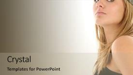  Presentation with beautiful skin - Beautiful presentation theme featuring beautiful young woman in camo rag and tank stunning eyes and perfect skin backdrop and a mint green colored foreground