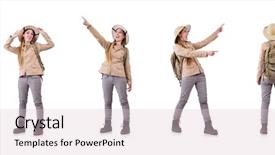  Presentation with safari - Beautiful PPT layouts featuring woman wearing safari hat on white backdrop and a lemonade colored foreground