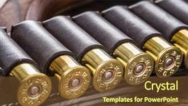  Presentation with pump - Slides having hunting cartridge for pump shotgun background and a  colored foreground