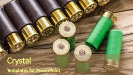  Presentation with pump - Slide deck consisting of hunting cartridge for pump shotgun background and a coral colored foreground