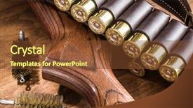  Presentation with hunting - Audience pleasing theme consisting of hunting equipment - pump action shotgun backdrop and a  colored foreground